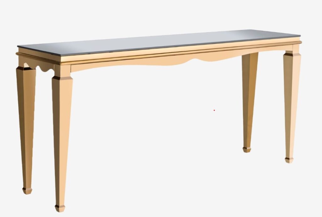 Olivia Communal Table, Gold -White, Mirror top 22.5X 96 x 44H