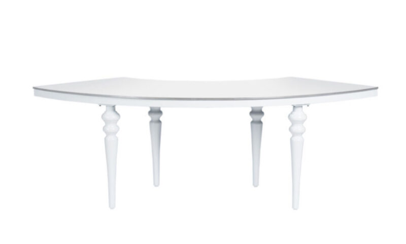 Serpentine silver table with white top