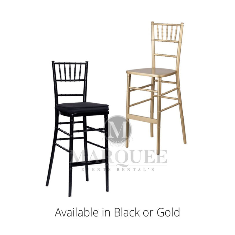 Chiavari barstools available in black or gold