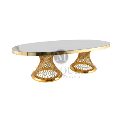 Divine gold dining table mirror top