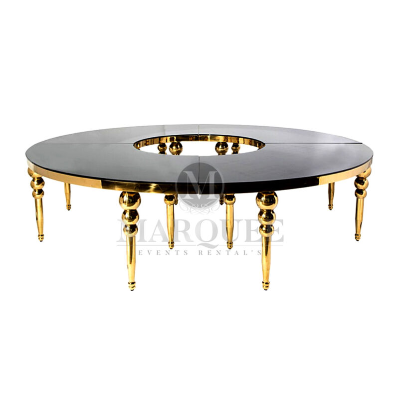 Serpentine dining table - mirror top