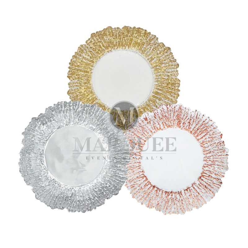 Shell Glass Charger Plates - assorted colors