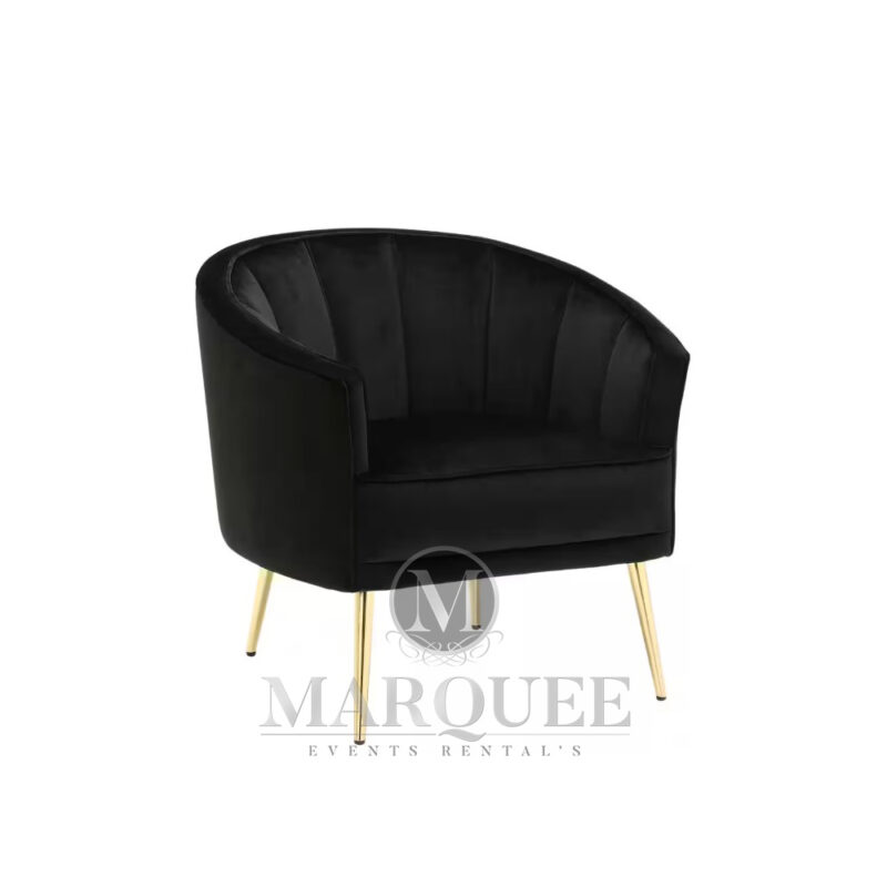 Arm chair black velvet with gold legs - Tania