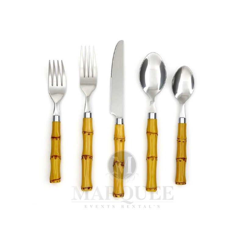 Bamboo silver flatware collection