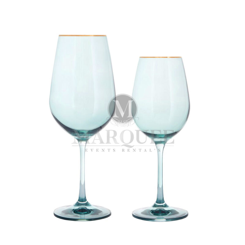 Bella light teal water and wine goblet