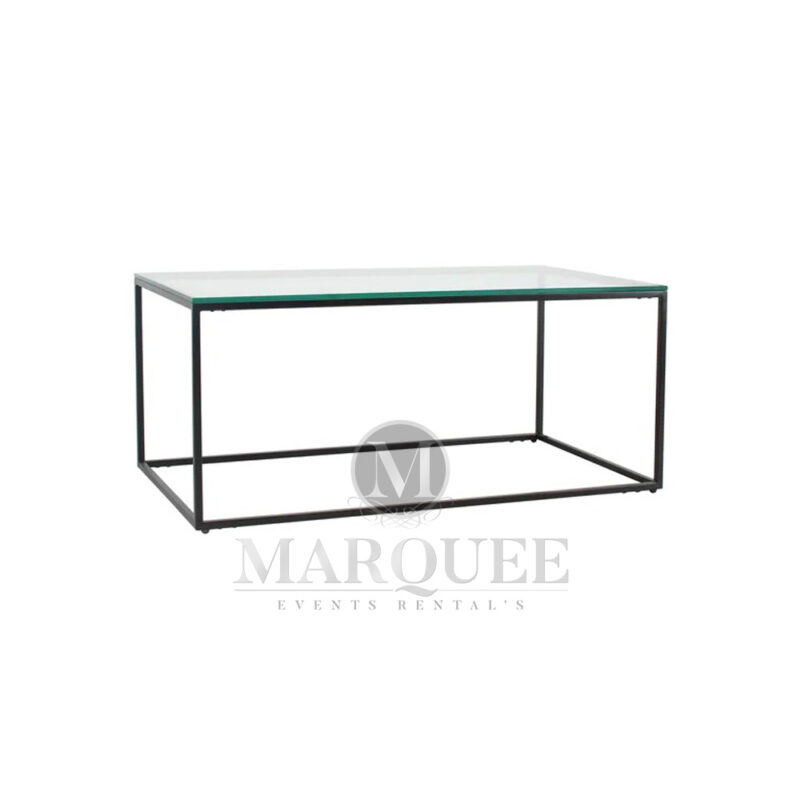 Black frame coffee table with clear glass black or gold frame - cosmo