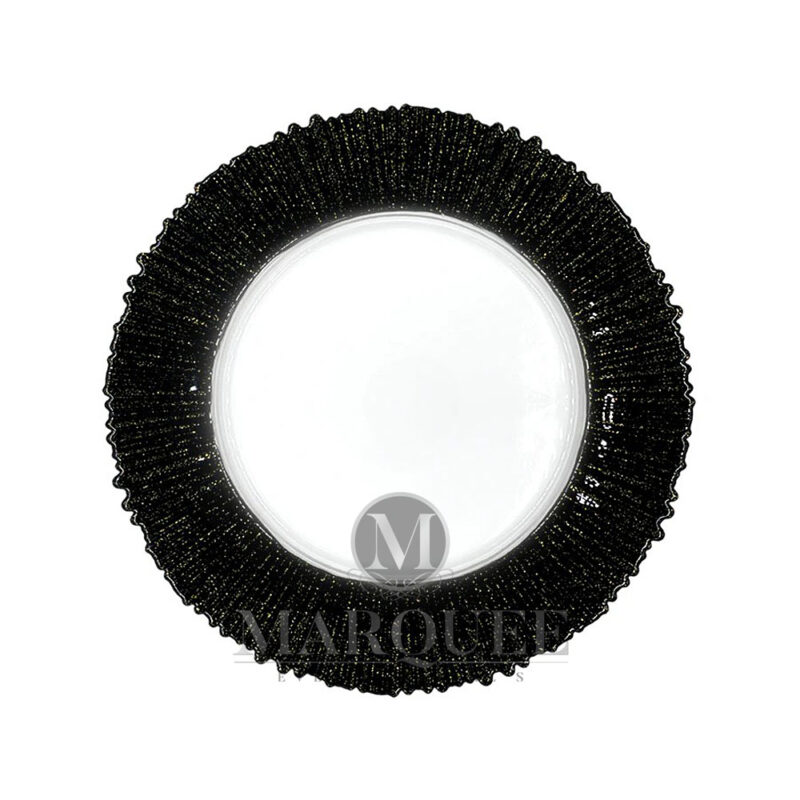 Black glitter rim glass charger plate