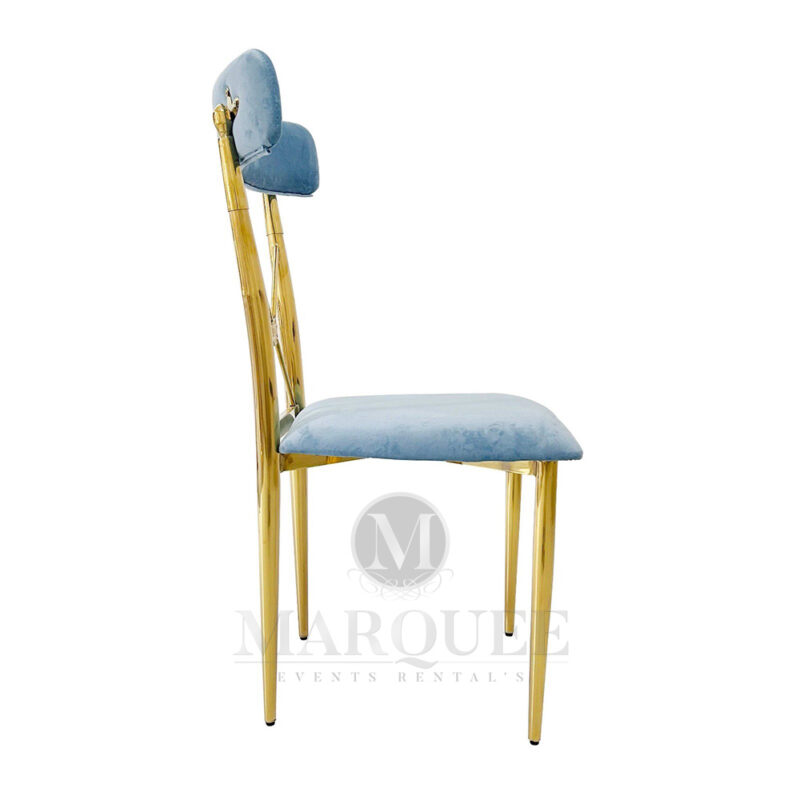 Dior gold dining chairs - dusty blue velvet