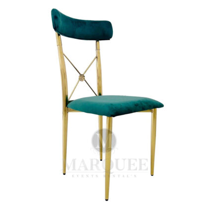 Dior gold dining chairs - emerald green velvet