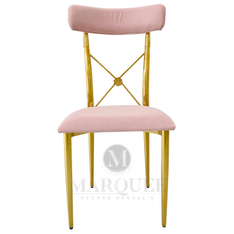 Dior gold dining chairs - pink velvet