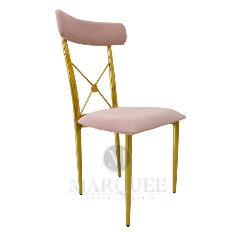 Dior gold dining chairs - pink velvet