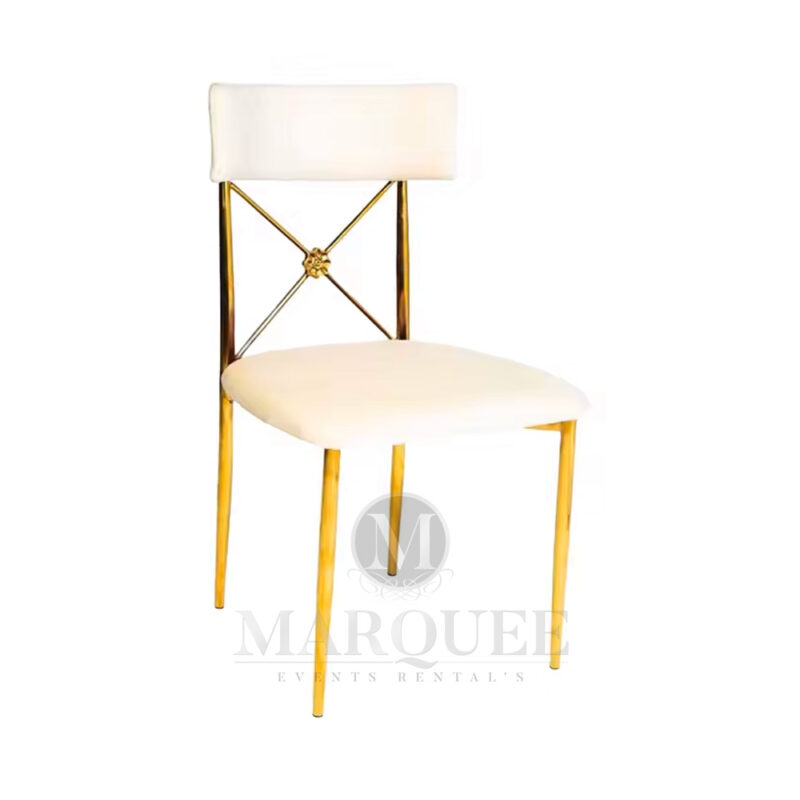 Dior gold dining chairs - white velvet