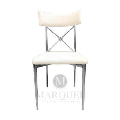 Dior silver dining chairs - white velvet