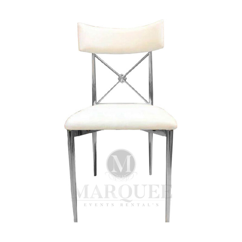 Dior silver dining chairs - white velvet