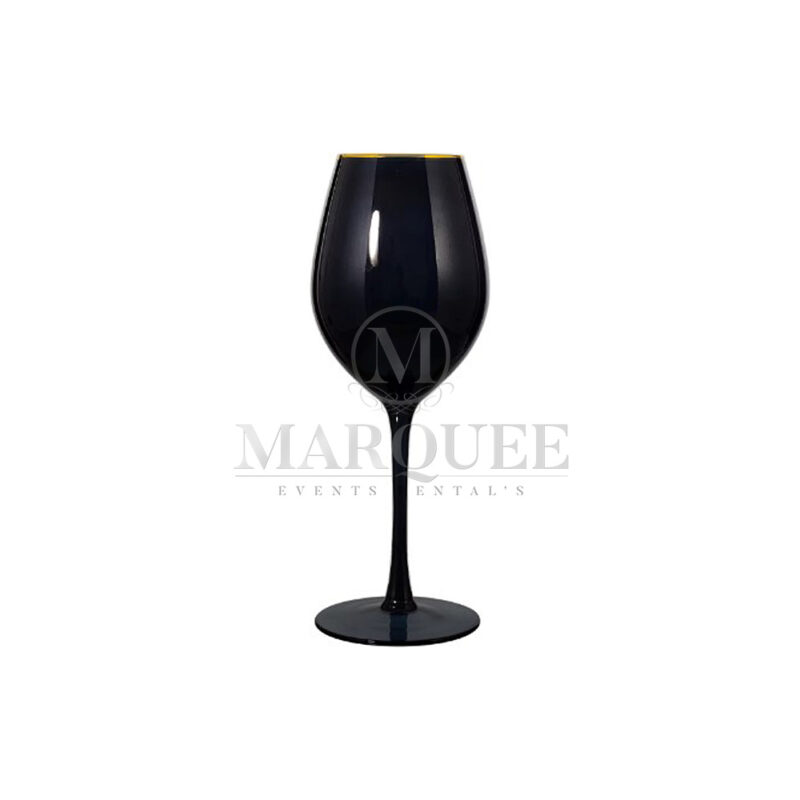 Gold-rim wine glass black with