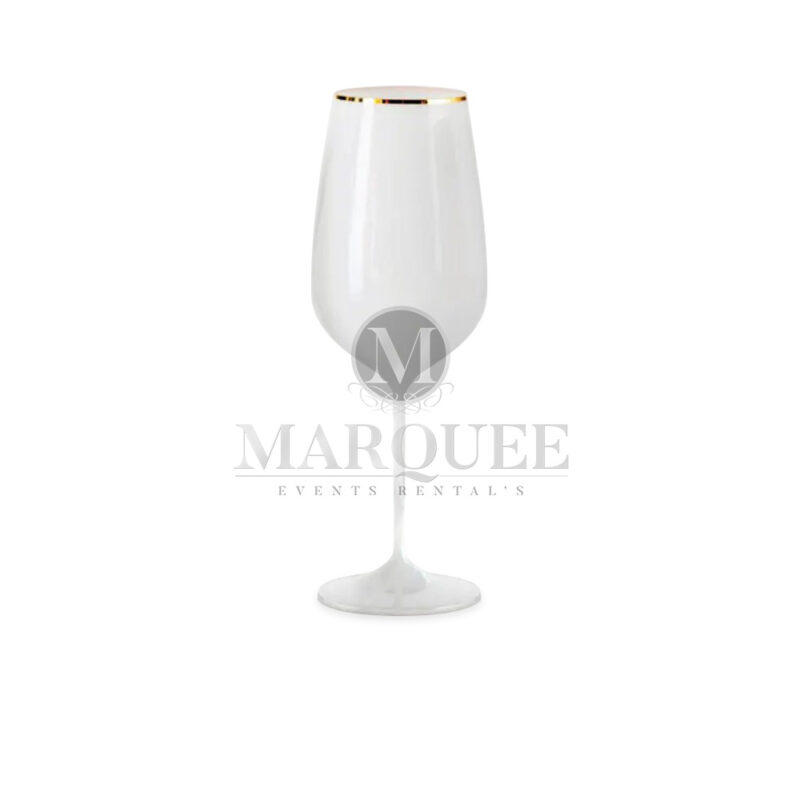 Gold-rim wine glass white