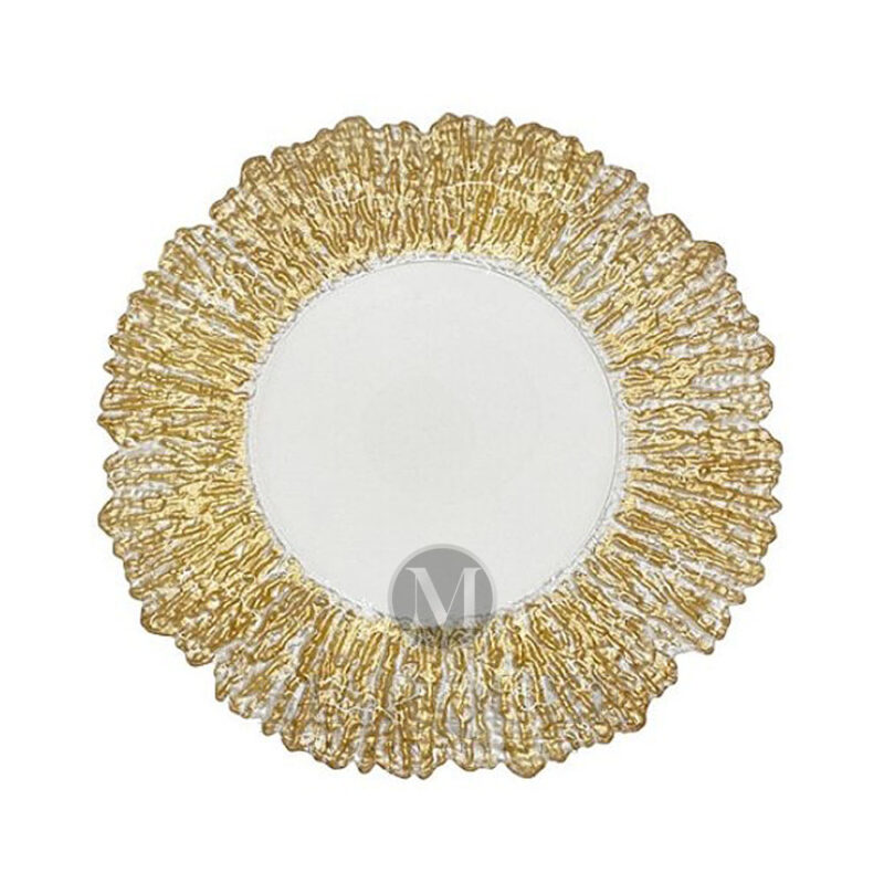 Gold shell glass charger plate