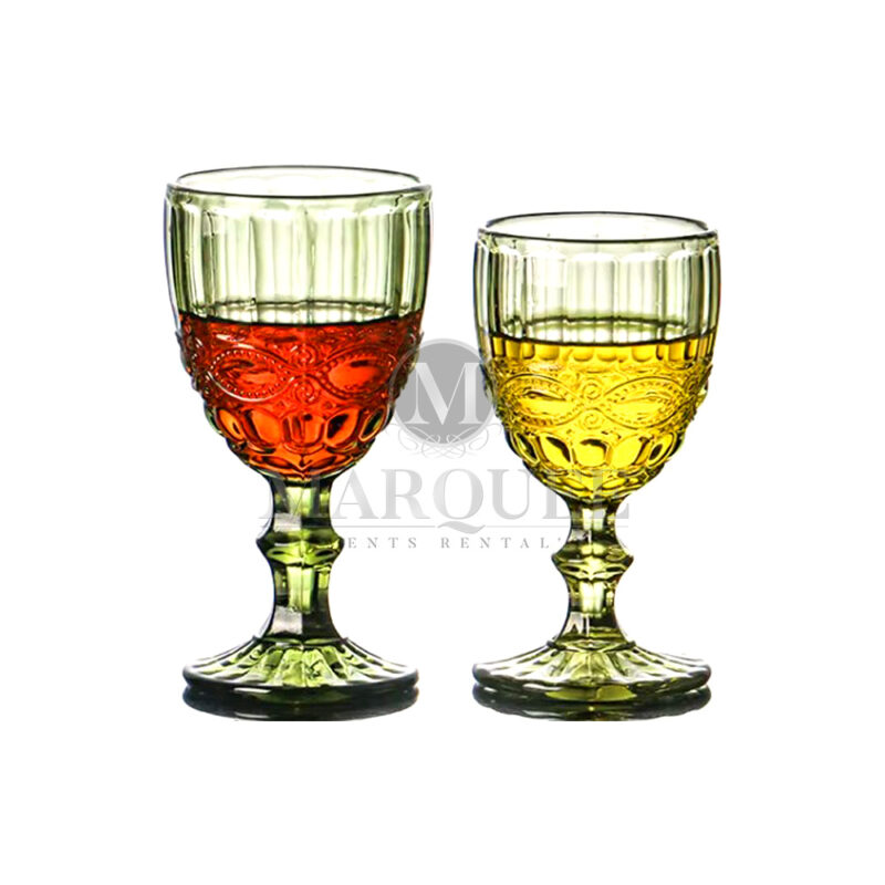 Green glass goblet collection