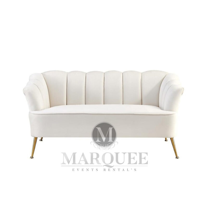 loveseat sofa velvet with gold legs Ivory-Alicia