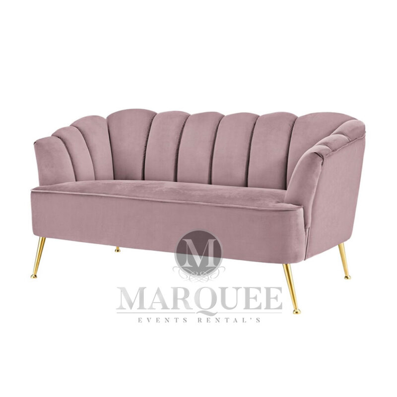 loveseat sofa velvet with gold legs blush -Alicia