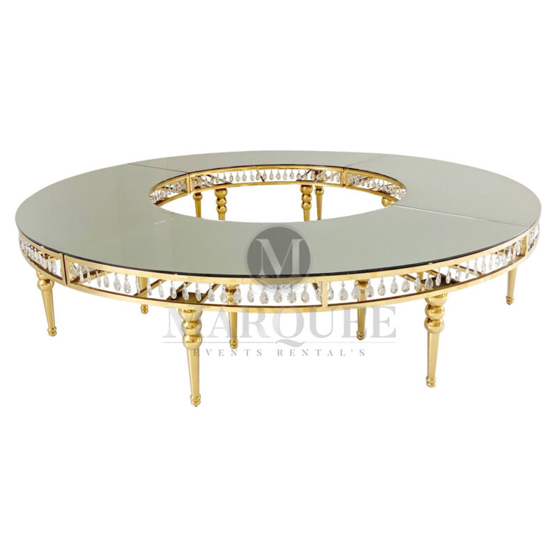 Serpentine chandelier table mirror top