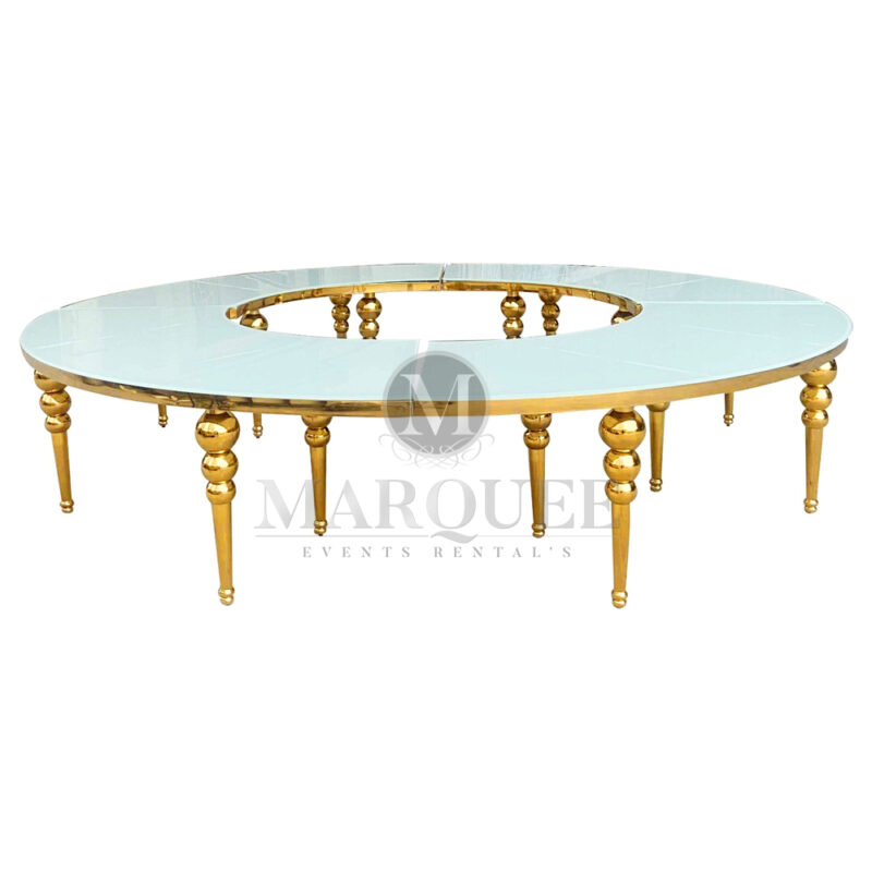 Serpentine dining table - white-top round configuration