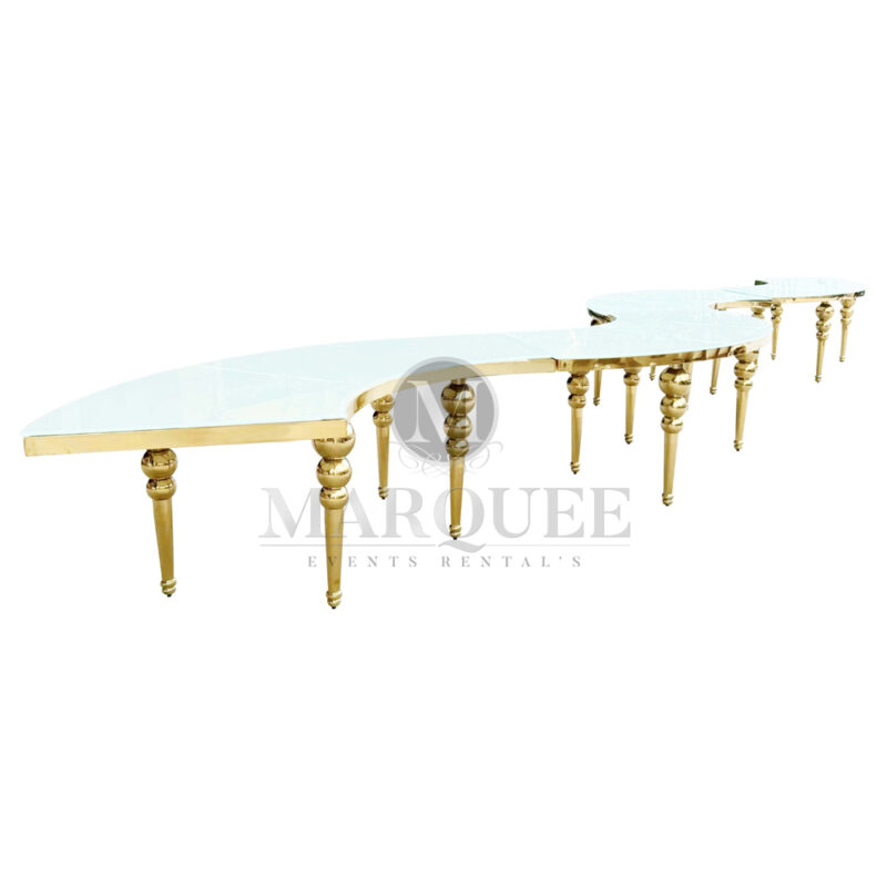 Serpentine dining table - white-top wave configuration