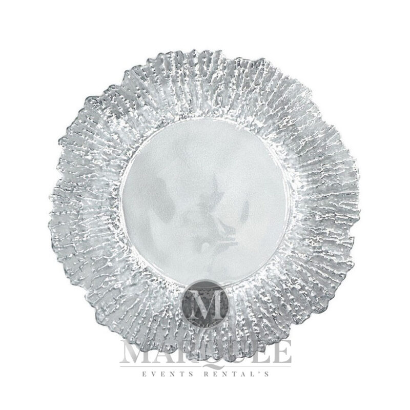 Silver shell glass charger plate