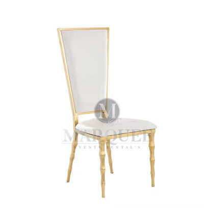 Sofia gold dining chairs in white leather