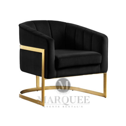 Velvet accent gold modern barrel chair black - Ava